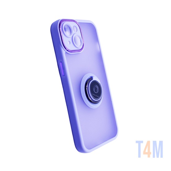 Capa com Anel de Suporte para Apple iPhone 14 Roxo Fumê